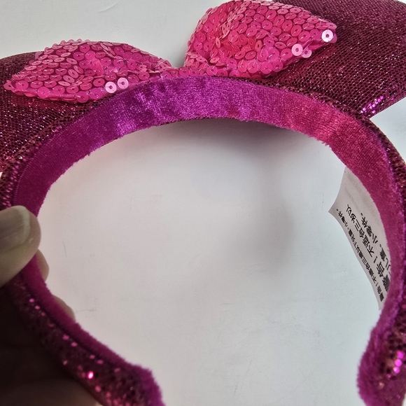 Disney Parks Exclusive MINNIE MOUSE Ears Adult FULL PINK BLING Glitter EUC - Picture 4 of 10